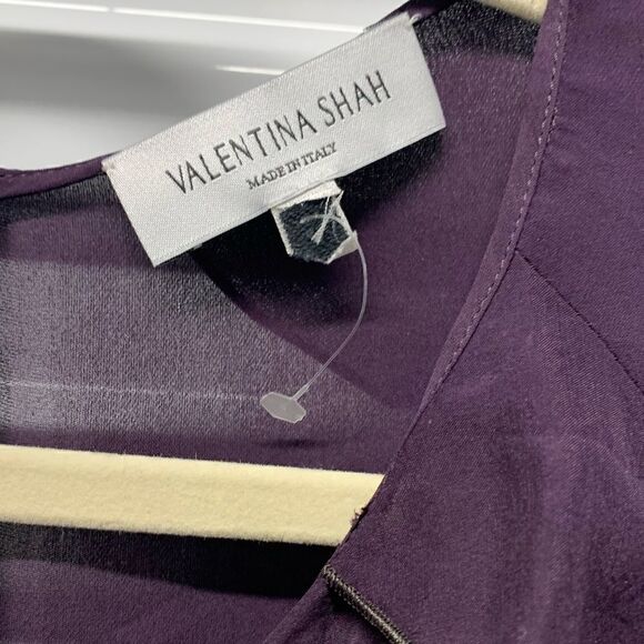VALENTINA SHAH Purple Plum Ruffle Long sleeve Silk Blouse, NWOT - Picture 4 of 4